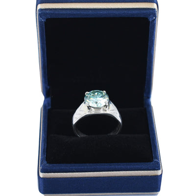 Amazing Brilliant Cut Blue Diamond Solitaire Men's Ring in Prong Setting. Latest Design & Great Shine! Gift For Wedding/Birthday! 4.00 Ct Certified - ZeeDiamonds