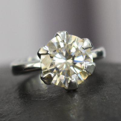 5.00 Ct Brilliant Cut Off-White Diamond Solitaire Ring in Prong Design, 100% Certified. Ideal Gift for Anniversary, Birthday - ZeeDiamonds