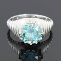 Stunning Brilliant Cut Blue Diamond Solitaire Ring in Prong Setting. Men's Design & Great Shine! Gift For Wedding/Birthday! 4.60 Ct Certified - ZeeDiamonds