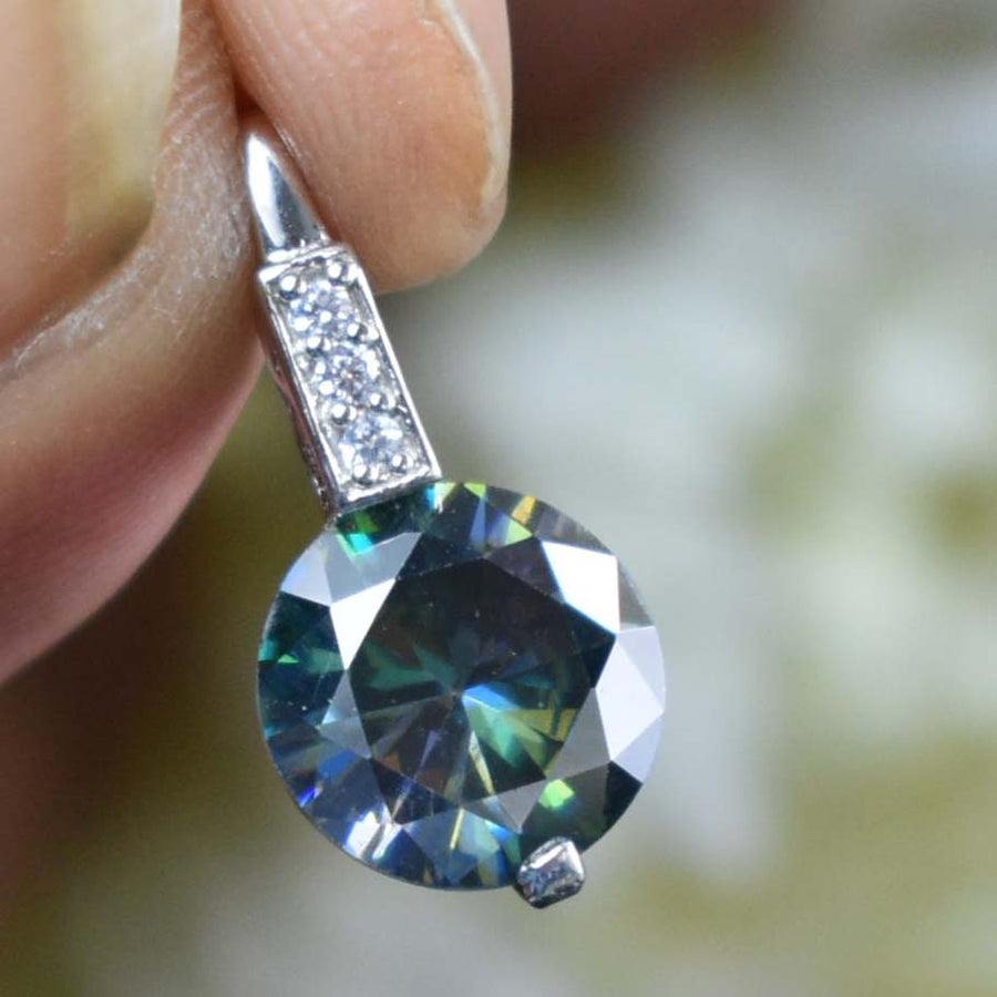 4.00 Ct AAA Certified Amazing Blue Diamond Pendant with Accents on Loop, Very Elegant Shine & Ideal Gift for Anniversary, Birthday - ZeeDiamonds