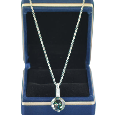 4.00 Ct AAA Certified Amazing Blue Diamond Pendant with Accents on Loop, Very Elegant Shine & Ideal Gift for Anniversary, Birthday - ZeeDiamonds