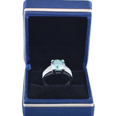 Designer 5.00 Carat Certified Blue Diamond Solitaire Ring with White Accents. Excellent Luster & Great Shine! Gift For Wedding/Birthday - ZeeDiamonds