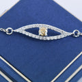 Certified 1 Ct Designer Champagne Diamond Evil Eye Bracelet With White Accents! Great Shine & Elegant Look - ZeeDiamonds