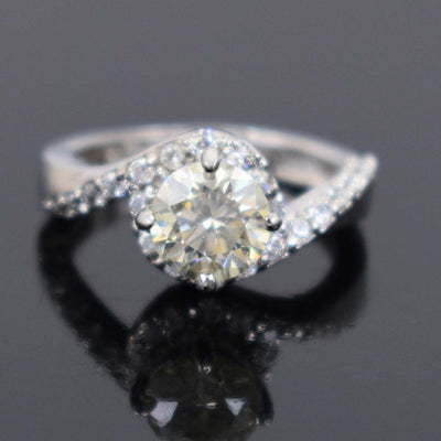 Gorgeous 1.20 Ct Off White Diamond Engagement Ring with White Accents, Elegant Look & Great Sparkle ! Ideal For Birthday Gift, Certified Diamond! - ZeeDiamonds