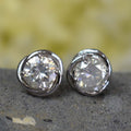 AAA Certified 1.60 Ct, Gorgeous Off-White Diamond Solitaire Studs in 925 Silver! Amazing Collection & Great Shine - ZeeDiamonds