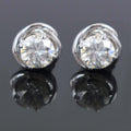 AAA Certified 1.60 Ct, Gorgeous Off-White Diamond Solitaire Studs in 925 Silver! Amazing Collection & Great Shine - ZeeDiamonds