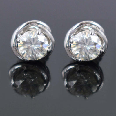 AAA Certified 1.60 Ct, Gorgeous Off-White Diamond Solitaire Studs in 925 Silver! Amazing Collection & Great Shine - ZeeDiamonds