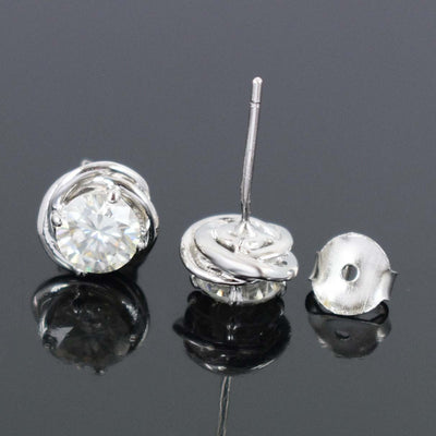 AAA Certified 1.60 Ct, Gorgeous Off-White Diamond Solitaire Studs in 925 Silver! Amazing Collection & Great Shine - ZeeDiamonds