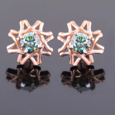 2.20 Ct Certified Amazing Blue Diamond Stud Earrings in Rose Gold with Prong Style! Great Sparkle & Elegant Look! Gift For Birthday! WATCH VIDEO - ZeeDiamonds