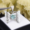 2.15 Ct AAA Certified Gorgeous Blue Diamond Butterfly Pendant in White Finish, Very Elegant Shine & Ideal Gift for Anniversary, Birthday - ZeeDiamonds