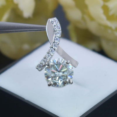 Beautiful 3.00 Ct Certified Off-White Diamond Pendant with Accents. Lovely Gift for Wife. Great Sparkle - ZeeDiamonds