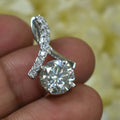 Beautiful 3.00 Ct Certified Off-White Diamond Pendant with Accents. Lovely Gift for Wife. Great Sparkle - ZeeDiamonds