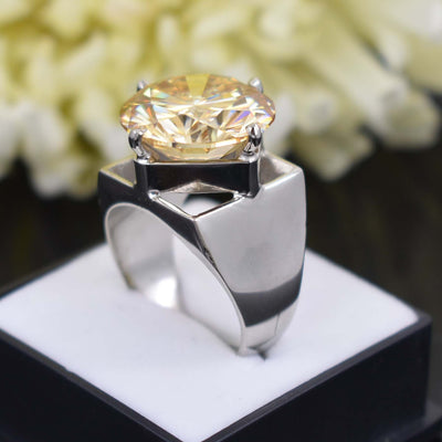 HUGE & RARE! Champagne Diamond Cocktail Ring for Men's-15.65 Ct, Amazing Shine & Bling WATCH VIDEO - ZeeDiamonds