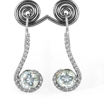 3.80 Ct Amazing Off White Diamond Solitaire Dangler Earrings, Amazing Shine & Bling !  WATCH VIDEO - ZeeDiamonds