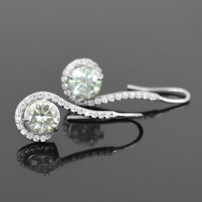 3.80 Ct Amazing Off White Diamond Solitaire Dangler Earrings, Amazing Shine & Bling !  WATCH VIDEO - ZeeDiamonds