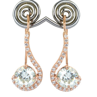 Beautiful Off White Diamond Dangler Earrings with Accents. 3.90 Ct Great Shine & Luster WATCH VIDEO - ZeeDiamonds