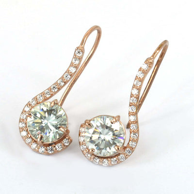 Beautiful Off White Diamond Dangler Earrings with Accents. 3.90 Ct Great Shine & Luster WATCH VIDEO - ZeeDiamonds