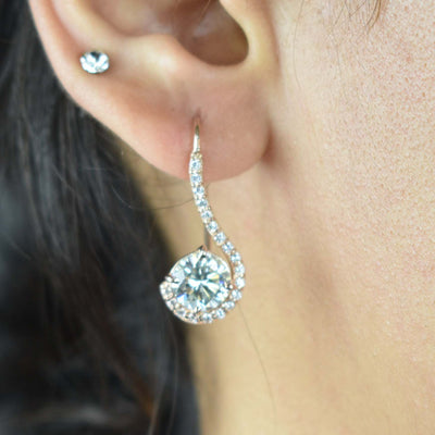 Beautiful Off White Diamond Dangler Earrings with Accents. 3.90 Ct Great Shine & Luster WATCH VIDEO - ZeeDiamonds