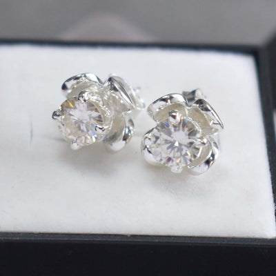 AAA Quality 2.00 Ct Beautiful Off-White Diamond Solitaire Studs. Ideal Gift for Anniversary, Birthday - ZeeDiamonds