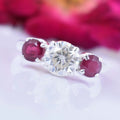 Certified 1.80 Ct Beautiful Off White Diamond Ring with Ruby Gemstone Accents, Excellent Luster & Great Sparkle ! Ideal For Birthday Gift - ZeeDiamonds