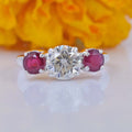 Certified 1.80 Ct Beautiful Off White Diamond Ring with Ruby Gemstone Accents, Excellent Luster & Great Sparkle ! Ideal For Birthday Gift - ZeeDiamonds