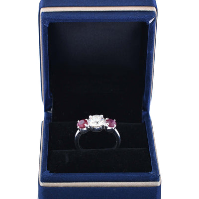 Certified 1.80 Ct Beautiful Off White Diamond Ring with Ruby Gemstone Accents, Excellent Luster & Great Sparkle ! Ideal For Birthday Gift - ZeeDiamonds