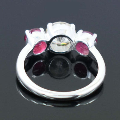 Certified 1.80 Ct Beautiful Off White Diamond Ring with Ruby Gemstone Accents, Excellent Luster & Great Sparkle ! Ideal For Birthday Gift - ZeeDiamonds