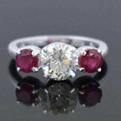 Certified 1.80 Ct Beautiful Off White Diamond Ring with Ruby Gemstone Accents, Excellent Luster & Great Sparkle ! Ideal For Birthday Gift - ZeeDiamonds