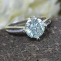 Elegant Off-White ting of Blue Diamond Solitaire Ring in Prong Style, 2.10 Ct Certified. Great Brilliance & Luster - ZeeDiamonds