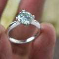 Elegant Off-White ting of Blue Diamond Solitaire Ring in Prong Style, 2.10 Ct Certified. Great Brilliance & Luster - ZeeDiamonds