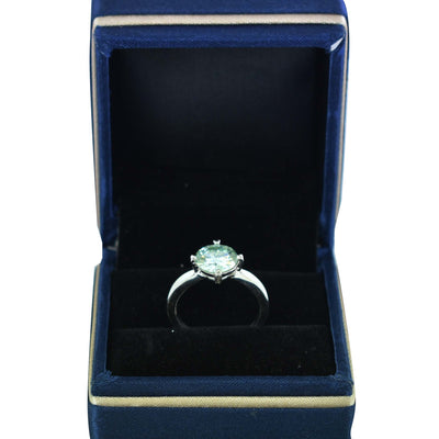 Elegant Off-White ting of Blue Diamond Solitaire Ring in Prong Style, 2.10 Ct Certified. Great Brilliance & Luster - ZeeDiamonds