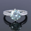 Elegant Off-White ting of Blue Diamond Solitaire Ring in Prong Style, 2.10 Ct Certified. Great Brilliance & Luster - ZeeDiamonds