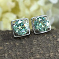 Certified Blue Diamond Stud Earrings in White Gold Finish! Great Brilliance & Luster, 4.00 Ct Certified - ZeeDiamonds