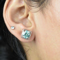 Certified Blue Diamond Stud Earrings in White Gold Finish! Great Brilliance & Luster, 4.00 Ct Certified - ZeeDiamonds