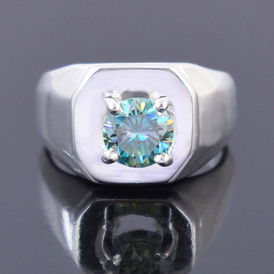 Stunning 1.20 Ct Certified Blue Diamond Solitaire Men's Ring in Prong Setting. Latest Design & Great Shine! Gift For Husband/Boyfriend - ZeeDiamonds