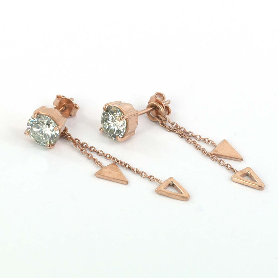 3 Ct Charming Off White Diamond Dangler Earrings with Hanging Style! Gorgeous Look & Great Shine! Gift For Birthday! - ZeeDiamonds