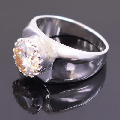 3.15 Ct Champagne Diamond Solitaire Ring in 925 Silver with White Finish, New Design & Great Shine, Ideal For Gift - ZeeDiamonds