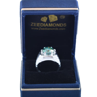 5.25 Carat Blue Diamond Solitaire Ring in 925 Silver, Excellent Cut & Great Luster! Certified Diamond, Gift For Wedding/Birthday - ZeeDiamonds