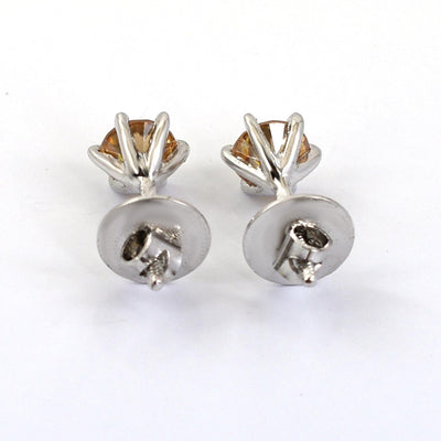 2.50 Carat Champagne Diamond Solitaire Studs in 925 Silver with Prong Settings, Great Shine & Luster! Ideal Gift for Girlfriend, Wife! Certified Diamond! - ZeeDiamonds