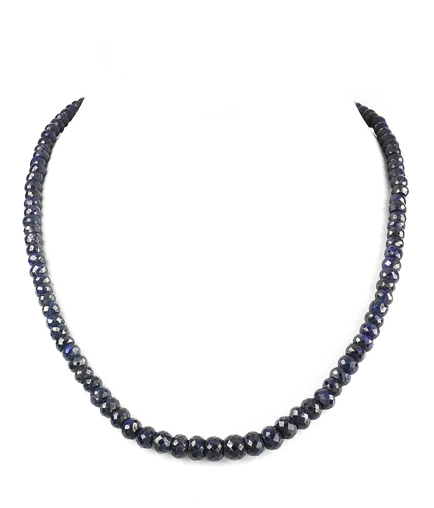 6mm-7mm Faceted Blue Sapphire Gemstone Necklace - ZeeDiamonds