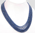 7 Strand 100% Natural Round Cabochon Blue Sapphire Beads Necklace - ZeeDiamonds