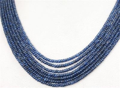 7 Strand 100% Natural Round Cabochon Blue Sapphire Beads Necklace - ZeeDiamonds