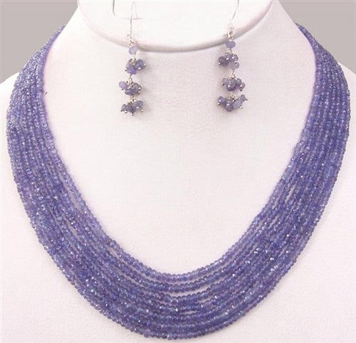 4 - 5 mm Handmade Natural Tanzanite Gemstone Beads 7 Strand Necklace - ZeeDiamonds