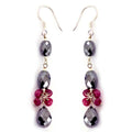 15 Ct Drum Shape Beaded Earrings With Rubies gemstone - ZeeDiamonds