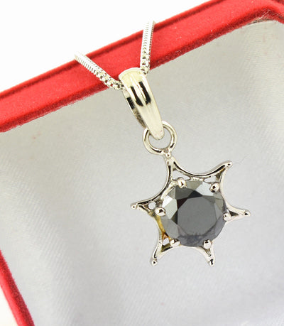 1.5 Cts Certified Black Diamond Pendant In White Gold - Anniversary Gift, AAA - ZeeDiamonds
