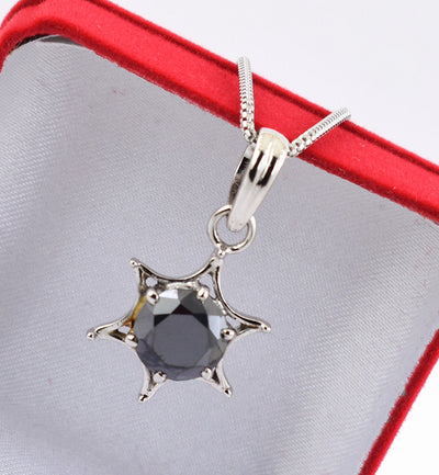 1.5 Cts Certified Black Diamond Pendant In White Gold - Anniversary Gift, AAA - ZeeDiamonds