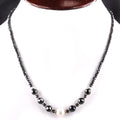 3mm-8mm Certified Black Diamond Necklace With Pearl Beads - ZeeDiamonds