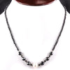 3mm-8mm Certified Black Diamonds Necklace With Pearl Beads. Designer Collection with Great Shine , Certified! Free Diamond Studs.