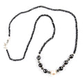 2mm - 5mm Certified Black Diamond Necklace With Pearl Bead - ZeeDiamonds