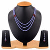 3-4 mm Tanzanite Gemstone Beads with Rubies Beads Three Row Designer Necklace - ZeeDiamonds
